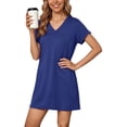 thumbnail image 4 of yillto Womens Plus Size Nightgown Short Sleeve V Neck Loose Comfy Sleepwear Lounge Pjs Nightdress, 4 of 5