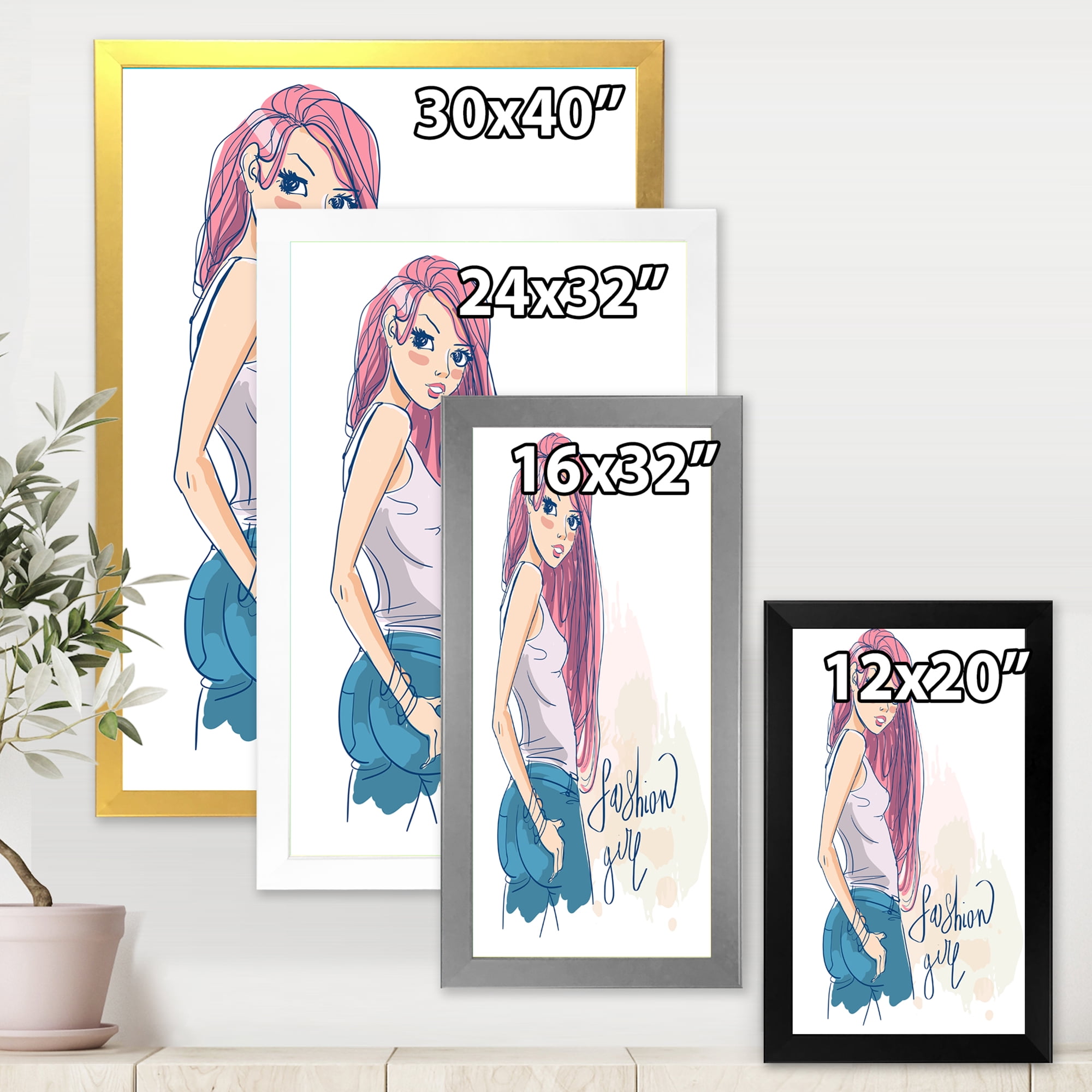 Designart 'Trendy Fashion Woman I' Children's Art Framed Art Print