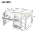 thumbnail image 4 of Full Size Low Loft Bed with Built-in Desk & Storage Cabinets, Wooden Loft Bed with Open Bookcase, Under-Bed Storage Space, Whiteboard, White, 4 of 9
