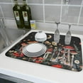 thumbnail image 6 of Black Mushroom Dish Drying Mat for Kitchen Counter Leaves Botanical Microfiber Dish Rack Mat Drainer Pad Washable Absorbent Dry Mat 18×24 Inch, 6 of 6