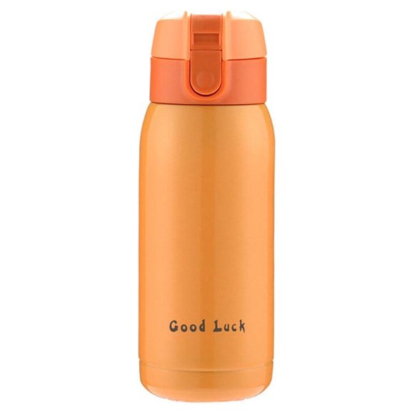 Vacuum Flask Bottle Stainless Steel Insulated Cup Travel Outdoor Water Bottles Cups with Press Lid for Home Office Drinkware Orange 360ml