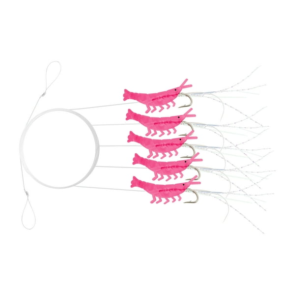 Tsunami Shrimp Fishing Rig 1'' – Pink, 5-Pack