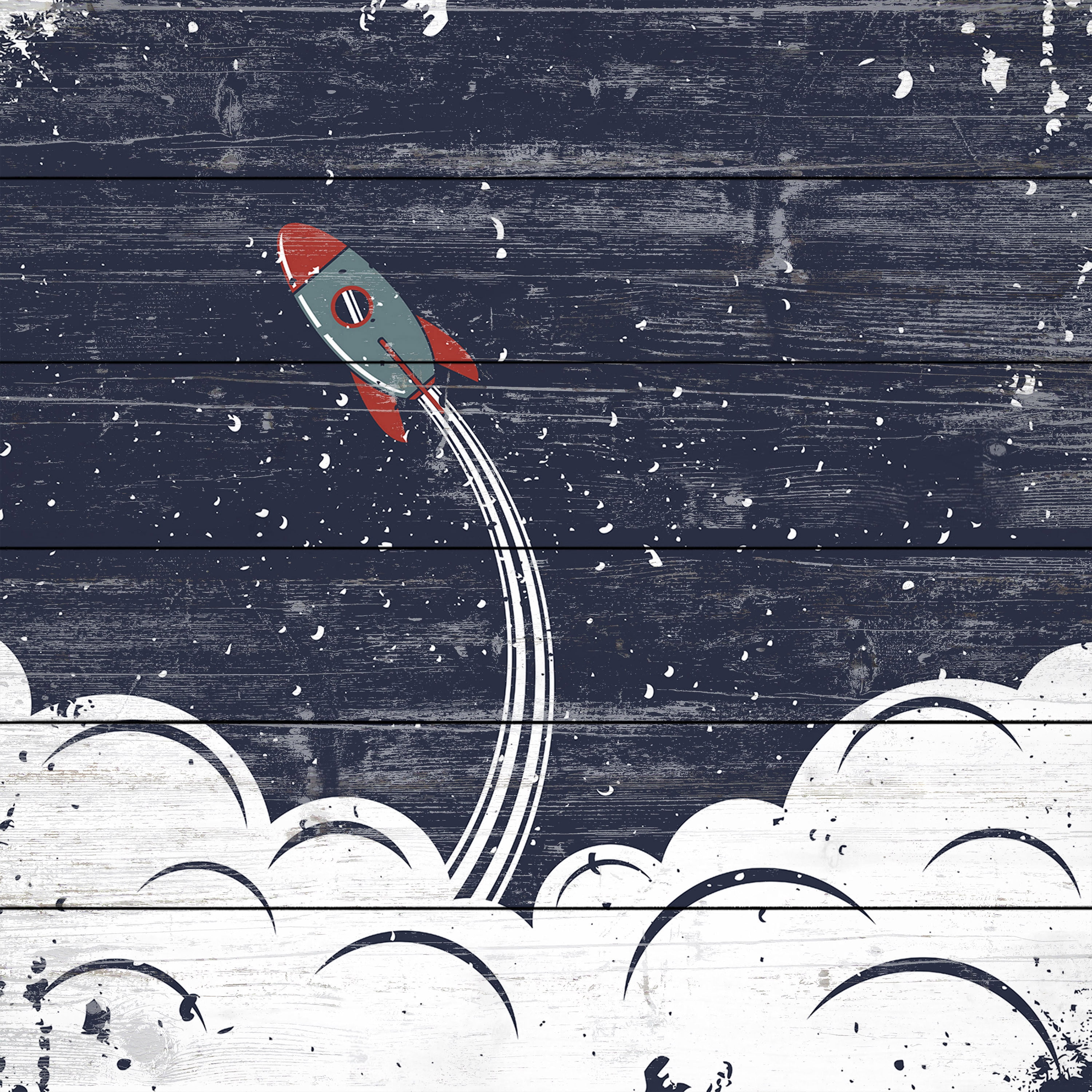 Marmont Hill - "Bursting Through Clouds" Painting Print on White Wood