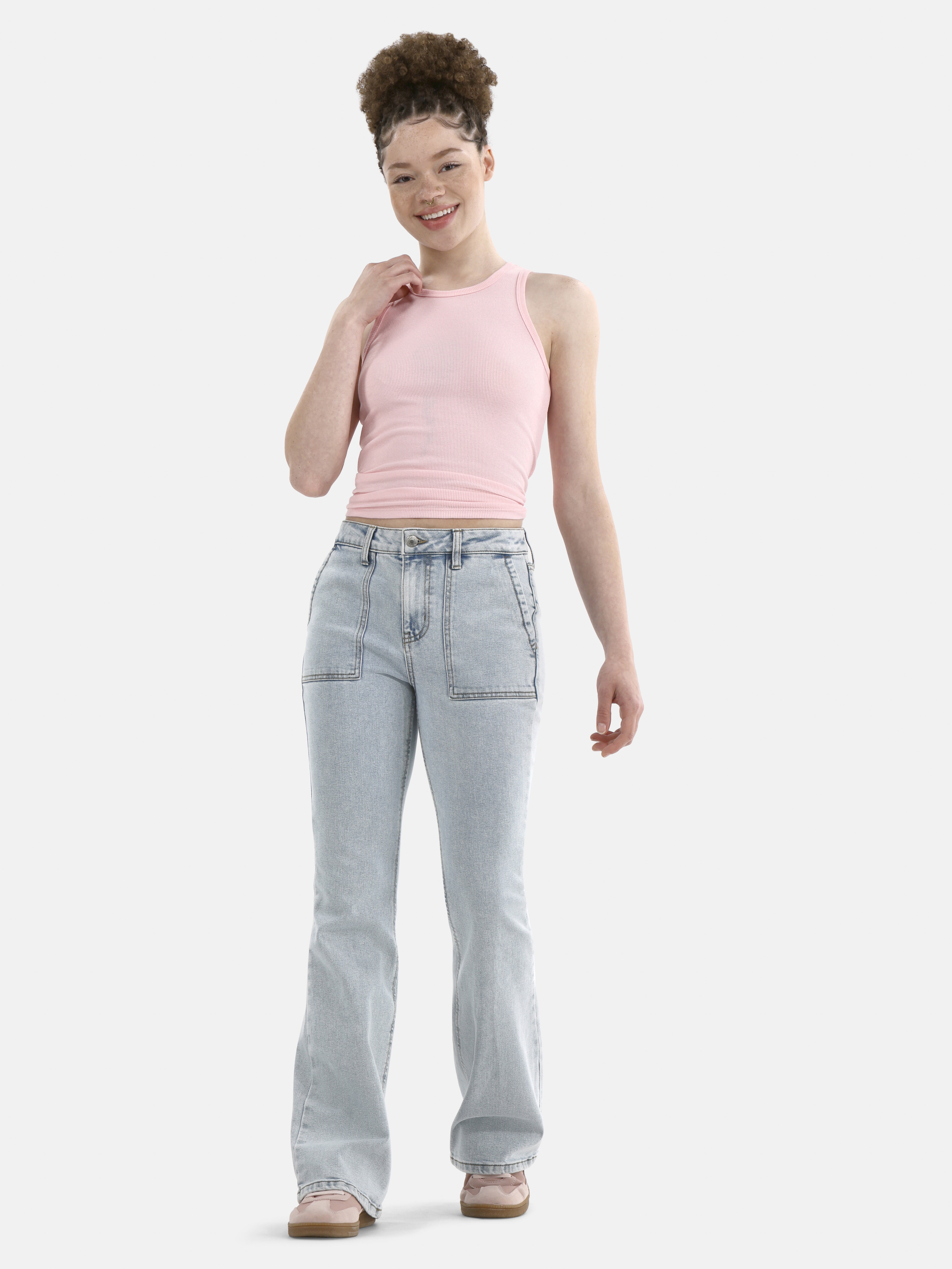 No Boundaries Ribbed High Neck Tank Top, Women's