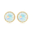 thumbnail image 3 of Rosec Jewels Ethiopian Opal Crown Stud Earrings (4 Carat Opal, AAA Grade) - Rainbow Opal Diamond Earrings - Ready to Gift, 18K Yellow Gold, 3 of 8