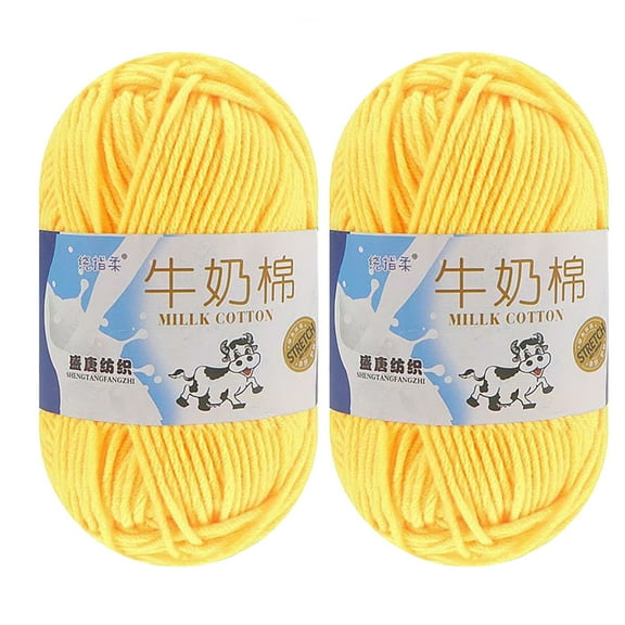 5 Ply Cotton Knitting Yarn Skeins 50g – Soft Crochet & Knitting Yarn for Sweaters, Scarves, Hats, DIY Crafts, 2 Pack Bright Yellow