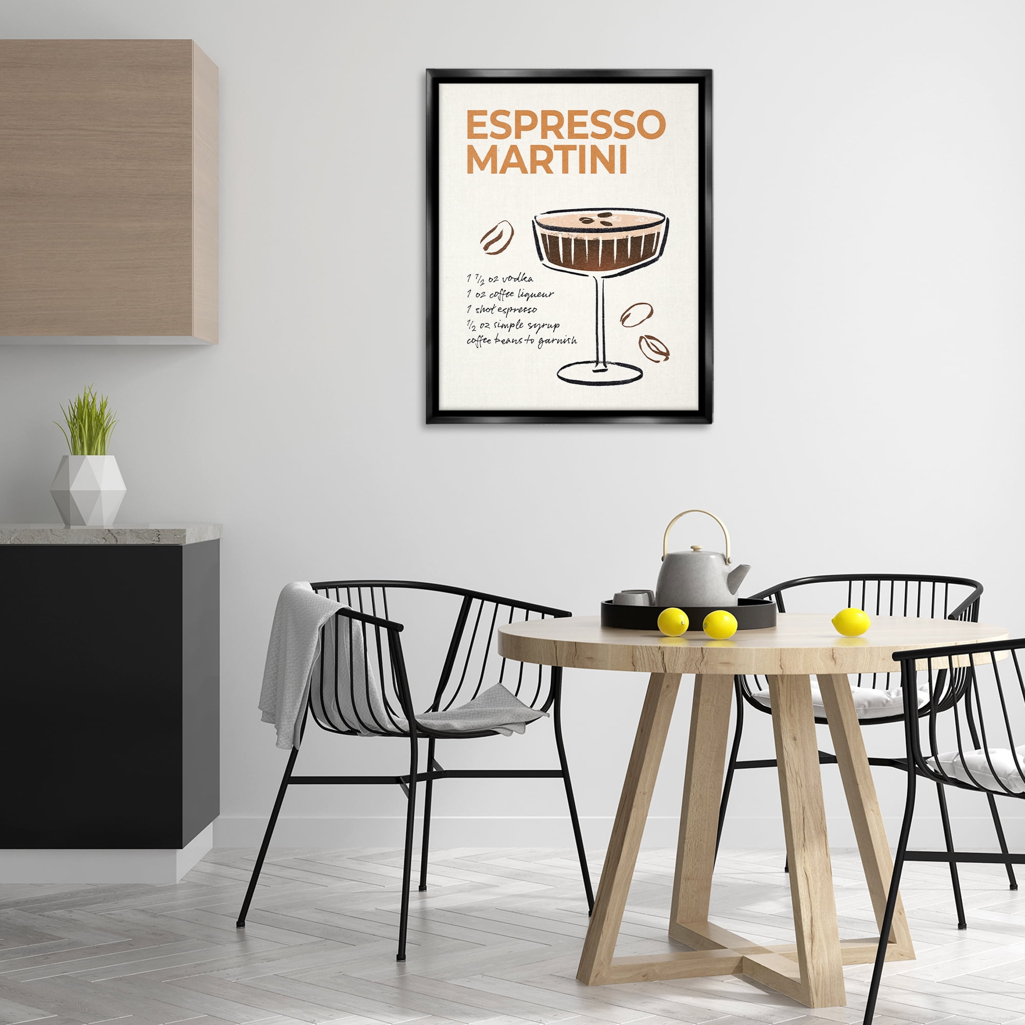 Stupell Industries Espresso Martini Recipe Food & Beverage Painting Black Floater Framed Canvas Art Print Wall Art, 25 x 31