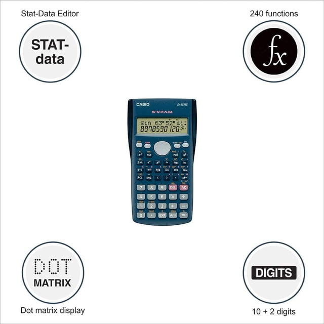 Calculadora científica Casio FX-82MS con pantalla de 2 líneas