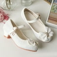 thumbnail image 5 of Zshosam girls shoes low heels pump Kids Mary Jane Shoes Girls Dress Shoes Princess High Heels Closed Toe Party Wedding Flower Girls Shoes Size 10.5,(White Little Kids 10.5), 5 of 6