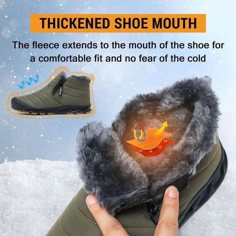 Warm Fleece Lined Winter Boots Waterproof Ankle Snow Boots Zip Closure Amazon.com | Ecetana Womens Snow Boots Winter Shoes: Ankle  main image 4