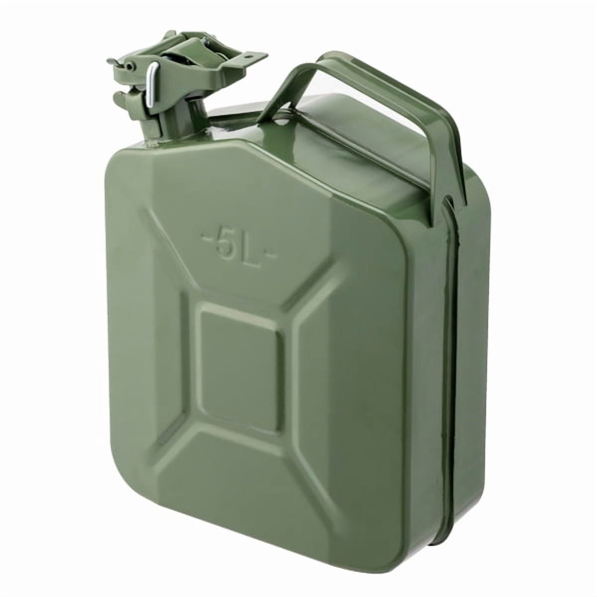 5L American Style Fuel Storage Can with Pour Tube, Army Green, Portable for Gasoline/Diesel/Oil