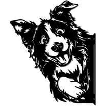 Peeping Dog Metal Garden Yard Art Decor Watching Dog Ornament Wall Art for Farm Cute Animal Iron Silhouette Outdoor Fence Decor Flowerbeds