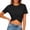 Black, variant on Women's Summer Causal Short Sleeve Blouses Crew Neck Crop Tops Twist Front Tee T-Shirts S-3XL