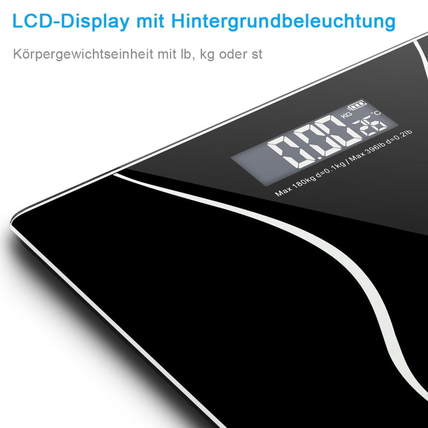 180Kg Slim Waist Pattern Personal Scale, Black