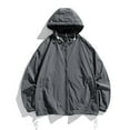 thumbnail image 2 of hopeusince Men's Splice Color Block Windbreaker Jacket Full Zip Hooded Lightweight Outdoor Coats with Pockets Dark Gray S, 2 of 6