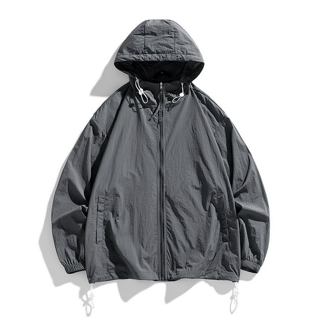 RXIRUCGD Ensemble de Protection Solaire pour Homme Veste Décontractée à Manches Longues avec Capuchon, Gris Foncé, Taille : 2TG