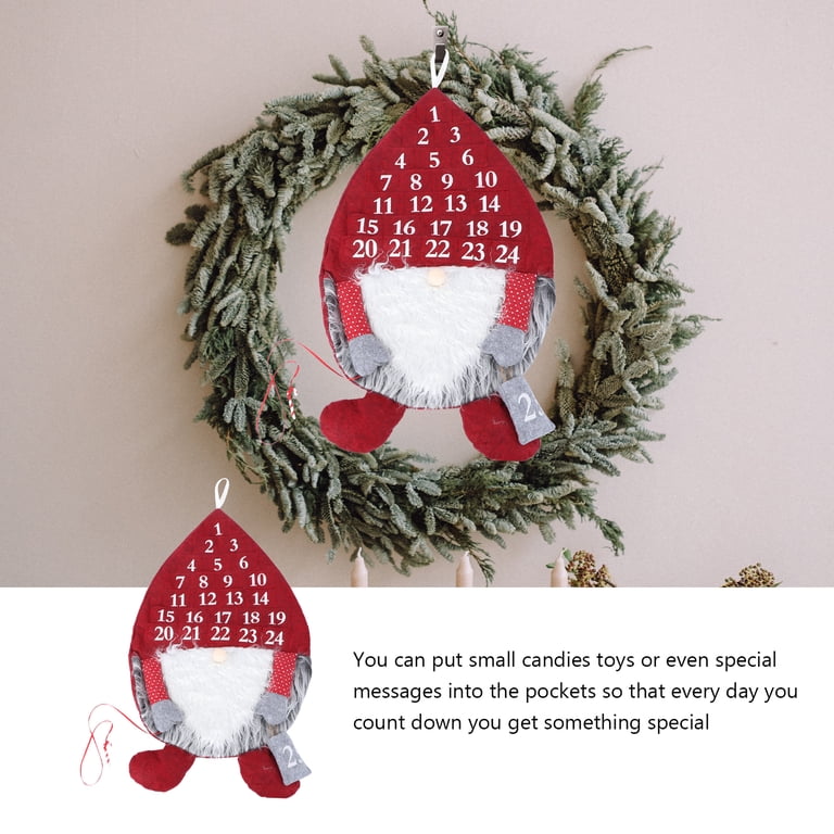Christmas Swedish Gnome Design Advent Calendar Hanging Christmas Red Hat  Swedish Santa Countdown Calendar for Christmas Decorati - Walmart.com