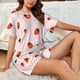 thumbnail image 4 of Fotbe Strawberry Conjunto de Pijama Estampado para Mujer, 2 Piezas, Ropa de Dormir con Camiseta de Manga Corta y Shorts Suaves-Medium, 4 of 6