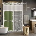thumbnail image 5 of No Hook Shower Curtains with Snap-in Liner Set, Sage Green Waterproof Hotel Style Bathroom Shower Curtain, Modern Painting Farmhouse Striped Abstract Art Breathable Mesh Top Bath Curtains 60''x72'', 5 of 9