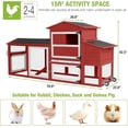 thumbnail image 3 of Aivituvin 80" Mobile Chicken Coop with Wheels – Expandable Waterproof Hen House, Wooden Poultry Cage with Nesting Box & Pull-Out Tray for 2-4 Chickens (Red), 3 of 8