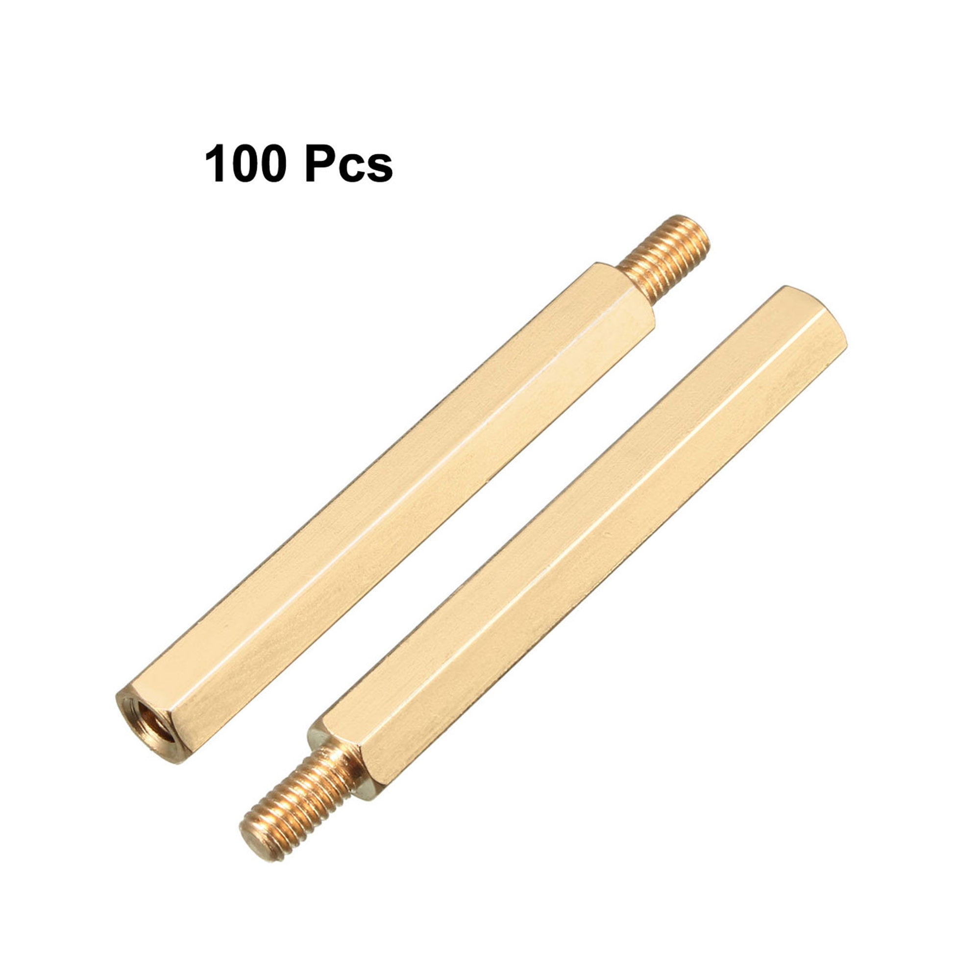 100pcs M3 35+6mm Female Male Thread Brass Hex Standoff Spacer Screws
