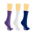 thumbnail image 2 of Nobles Assorted Anti Skid/ No Slip Hospital Gripper Socks, Great for adults, men, women. Designed for medical hospital patients but great for everyone (3 Pairs Purple, White, & Blue), 2 of 2