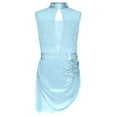 thumbnail image 3 of Doomiva Girls Lyrical Dance Dress Backless Ballet Leotard Sheer Mesh Skirt Figure Skating Dress for Performance Light Blue 16, 3 of 6
