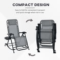 thumbnail image 4 of Outsunny Grey Zero Gravity Chair Set: 2-Pack Recliners with Pillows, Cup Trays & Phone Holders for Ultimate Relaxation, 4 of 6