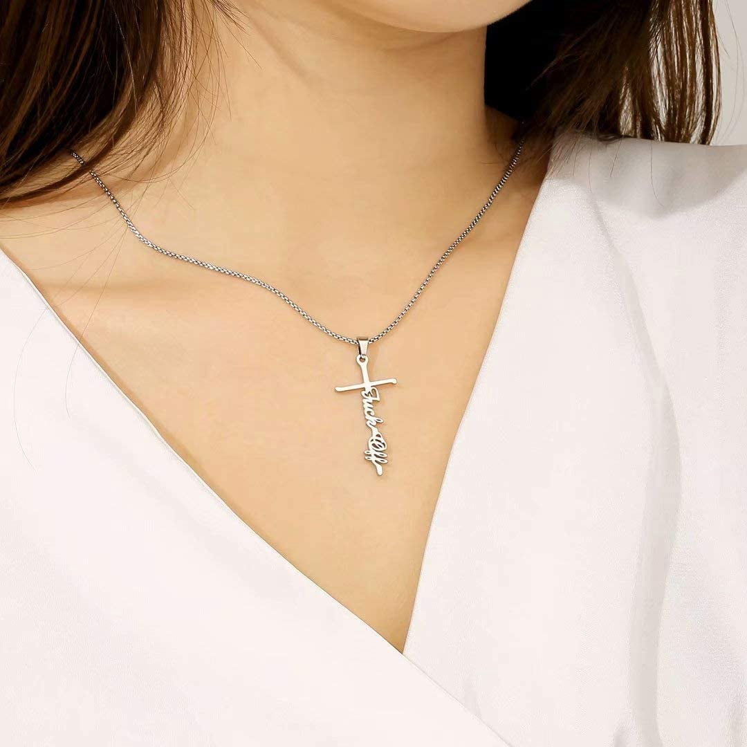 Cross Necklace for Women, Faith 
