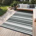 thumbnail image 4 of Twister.CK Outdoor Rug 8' x 10' Waterproof Patio Rug, Reversible Plastic Outside Carpet, Striped Camping Straw Rugs, for RV Camping Deck Balcony Backyard, Gray, 4 of 9