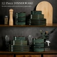 thumbnail image 2 of Vesteel Dinnerware Sets, 12-Piece Stoneware Plates and Bowls Set, Dishes Set for 4, Elegant Ceramic Dinnerware for Home Restaurant - Sage Green, 2 of 9