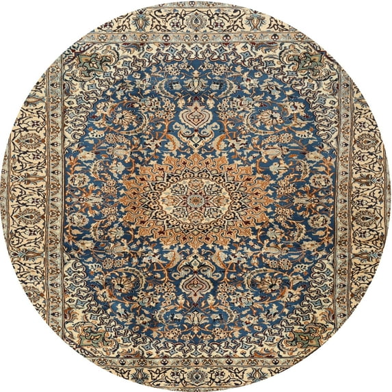 Ahgly Company Indoor Round Traditional Coffee Brown Medallion Area Rugs, 3' Round