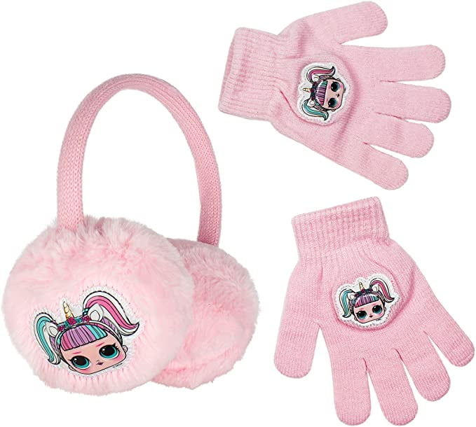 LOL Surprise Winter Earmuffs & Gloves Set for Girls, Faux Fur Girls Ear Muff Set