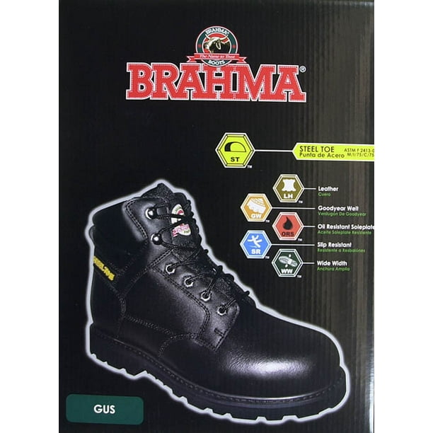 USA Brahma メンズ ブラック スチール トゥ ブーツ 安全靴 Brahma Men's Combustion 6