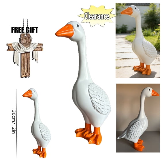 Porch Goose, The Porch White Goose Statue, Porch Decorations Outdoor, Indoor or Outdoor Decorative Figurine for Garden, Patio, Entryway Accent Yard Decor Animal Statue