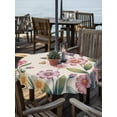thumbnail image 2 of Outdoor Tablecloth with Umbrella Hole for Patio/Picnic/Party/Camping, Pink Flowers Waterproof Table Cloth Round Cover Washable, Spring Floral Butterfly Leaves Plants Retro Beige (Dia 54"), 2 of 8
