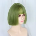 thumbnail image 3 of Unique Bargains Human Hair Wigs for Women Lady 12" Light Green Bob Wig with Wig Cap, 3 of 6
