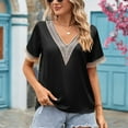 thumbnail image 5 of gakvbuo Womens Tops!Fashion Women's Summer V-Neck Lace Patchwork Short Sleeve Sexy Top Blouse, 5 of 7