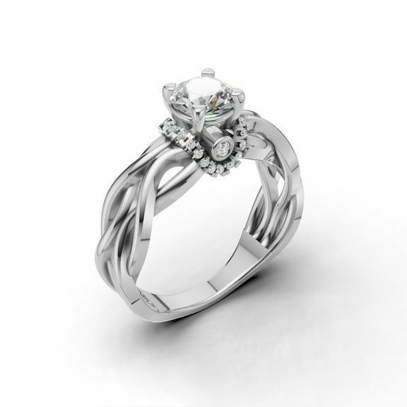 JFY JEWELS 1.3Ct Solitaire Natural Moissanite Women's Wedding Ring 14K White Gold Plated Sterling Silver
