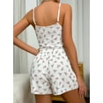 thumbnail image 6 of Musuos Women Summer 2 Pieces Sleepwear Suits Floral Print Lace Trim Camisoles Tank Tops and Elastic Shorts Pajamas Set, 6 of 8