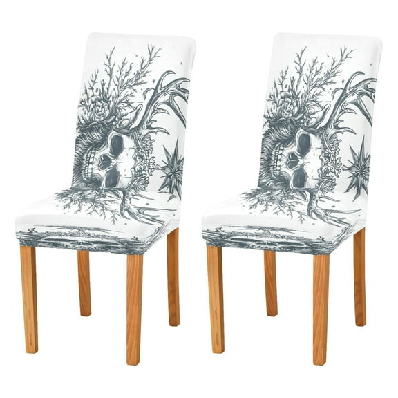 BZSMCE Chairs Slipcovers Dining Chair Covers Design Caribou Horn Skeleton Print Creative Pattern