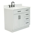 thumbnail image 5 of Ariel Hepburn 37 In. Left Offset Rectangle Sink Vanity With 0.75 In. Carrara White Countertop In Grey, 5 of 9