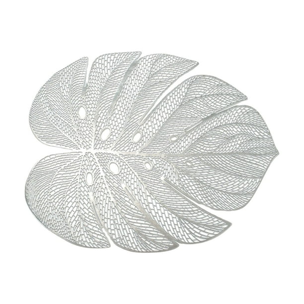 Elegante mantel individual decorativo con hojas de tortuga huecas de PVC con hojas simuladas, resistente al aceite y duradero, mantel para aislamiento térmico