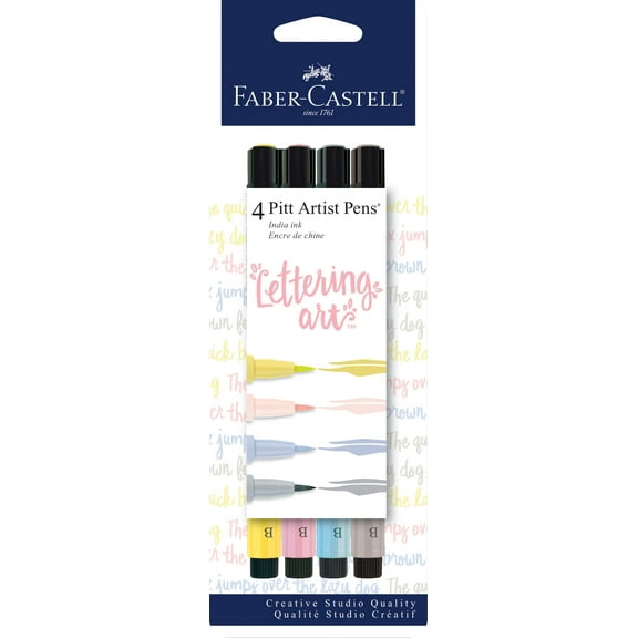Faber-Castell Pitt Artist Pens Lettering Set, Pastels, 4 Markers