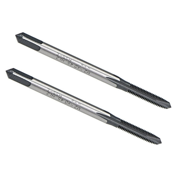 M2.5 x 0.45 Spiral Point Threading Tap H2 Tolerance High Speed Steel TICN Coated Round Shank with Square End, 2pcs