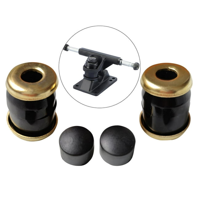 4 Accesorios de Repuesto de Buje de Camión Monopatín Suave Macarena 15x15 mm Negro dorado