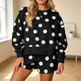 thumbnail image 2 of Womens Polka Dot 2 Piece Outfits Casual Oversized Long Sleeve Sweatshirts Shorts Set Tracksuits Sweatsuits S, 2 of 7