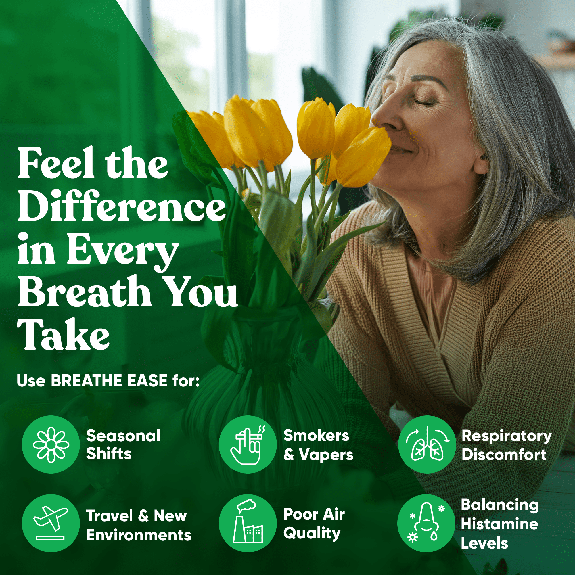 Eu Natural Breathe Inhaler Support Supplement Sinus, Lungs, Quercetin, Vitamin D, Bromelain 60 Vegetarian Soft Capsules