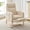Wooden legs Teddy velvet | Beige, variant on Soft Suede Upholstered Lounge Chair with Adjustable Footrest, Beige Glider Rocking Armchair with High Backrest