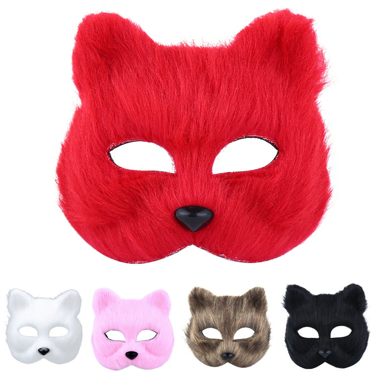 Furry Fox Party Mask Faux Fur Animal Cosplay Costume For Girls